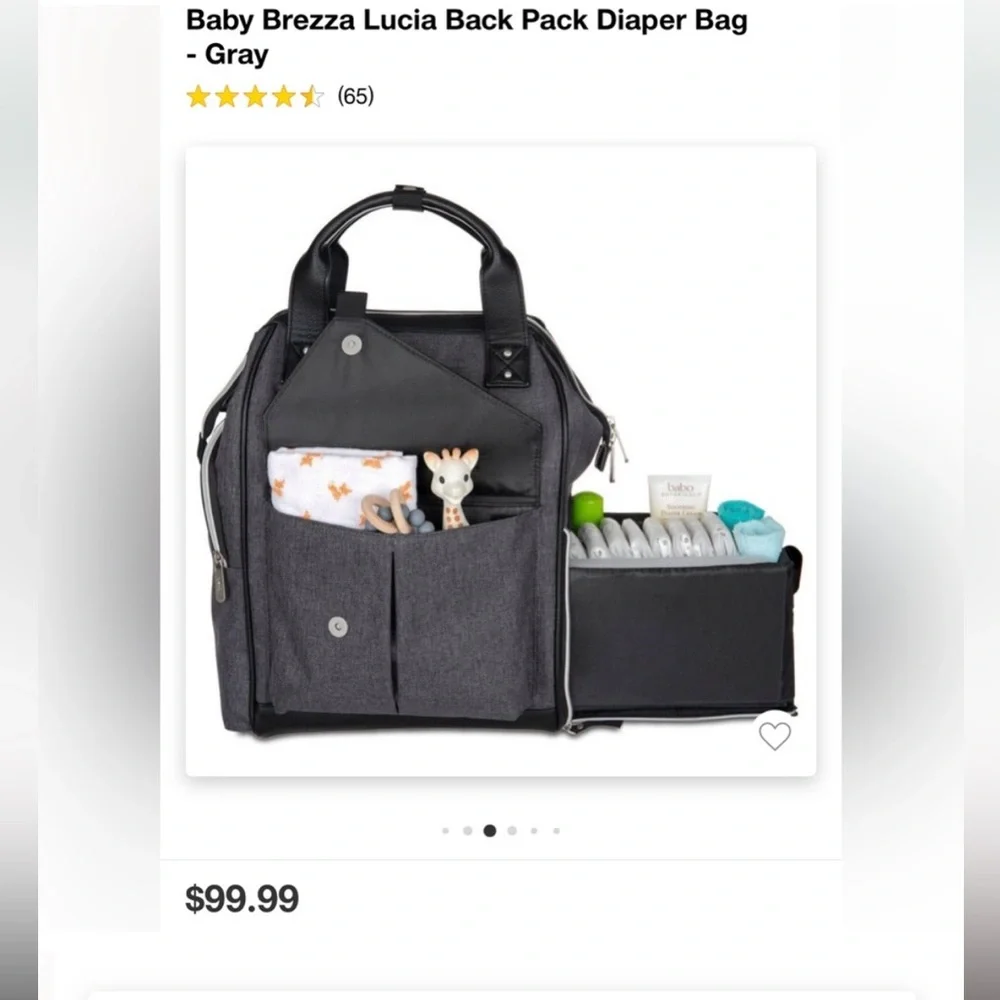 Baby Brezza Lucia Backpack Diaper Travel Cooler Bag Grey